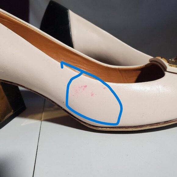 Gold 'T' Hardware Block Heels Sz 10C - Picture 16 of 16